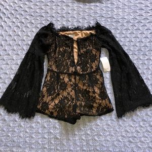 TOBI black lace romper size small